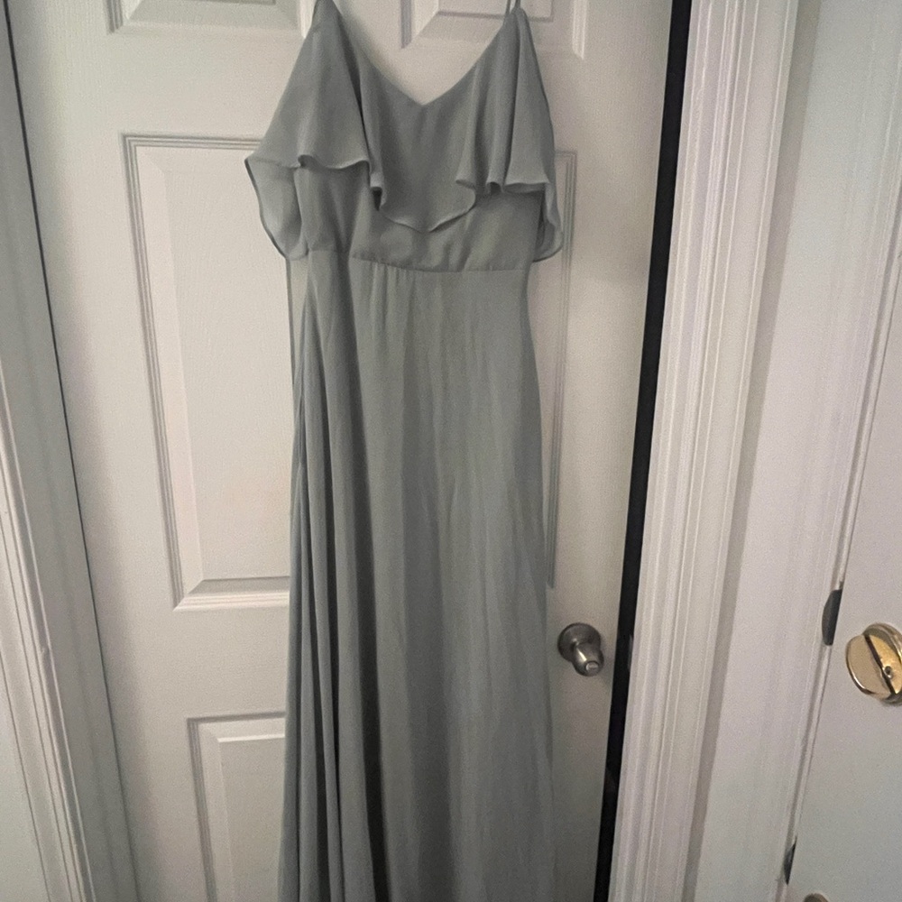 Birdy Grey Green Flutter Sleeve Gown for Prom